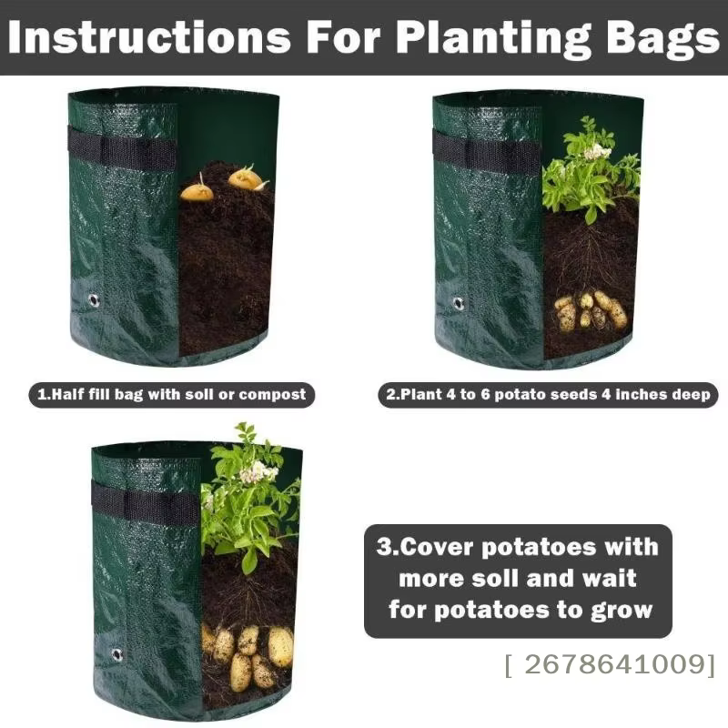 ⚑ Sac de plantation de jardin, avec poignées, 3/5/7/10 gallons, outils de jardin de haute qualité, sac de plantation en PE pour légumes, tomates, pommes de terre, fleurs