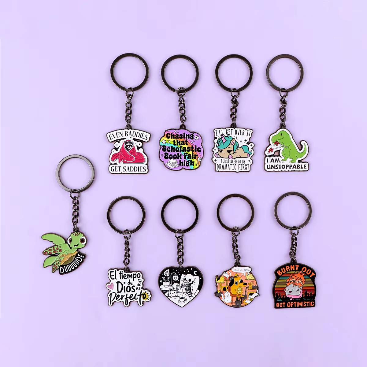 Porte-clés tortue pour voiture pour hommes et femmes, dinosaure, raton laveur, citation animale mignonne, porte-clés, bijoux fantaisie, accessoires, prédire