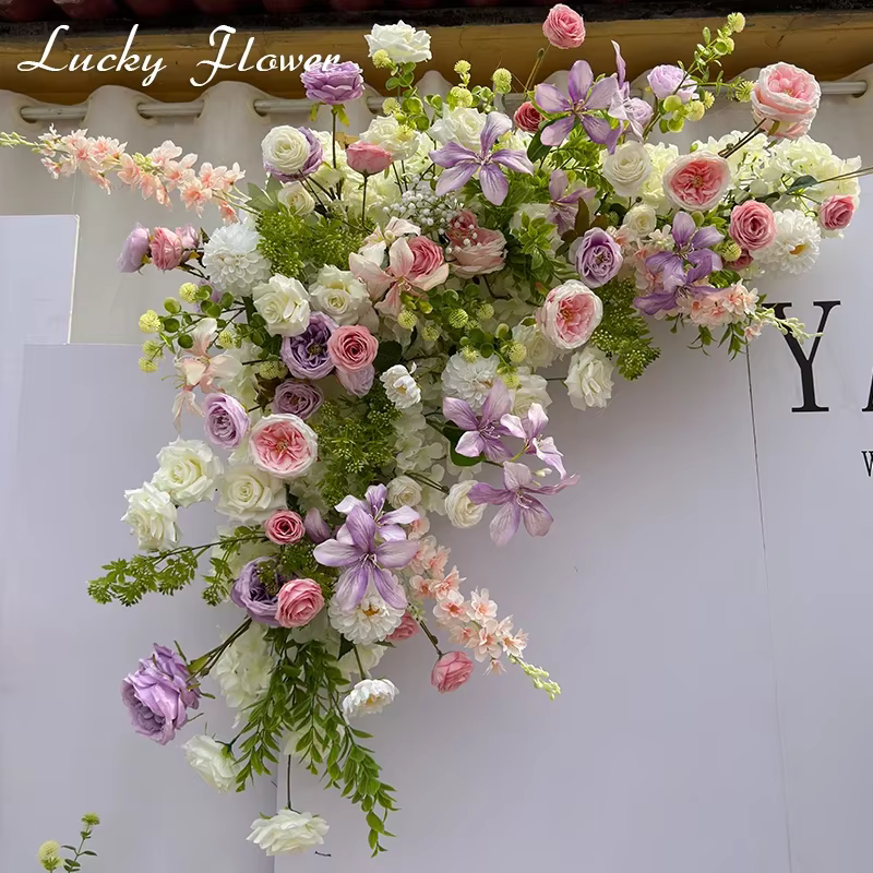Décoration de mariage en plein air fleurs artificielles suspendues rangée