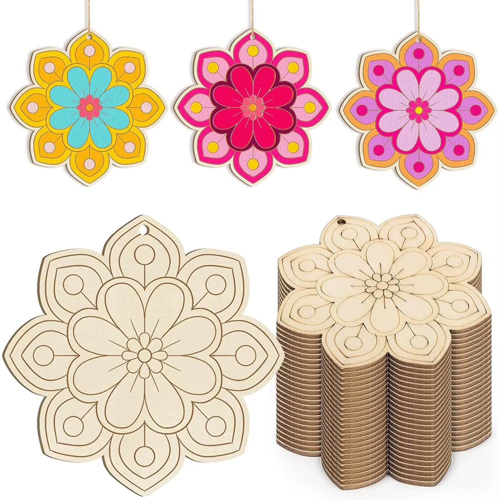Ornements de fleurs en bois