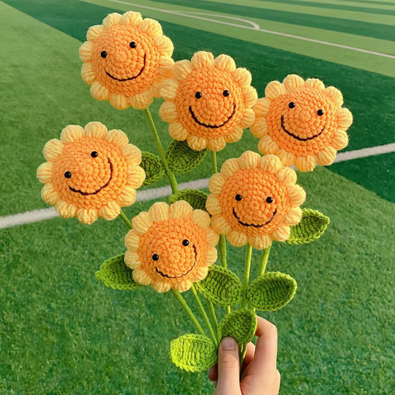 Fleur artificielle au Crochet de tournesol tissée à la main