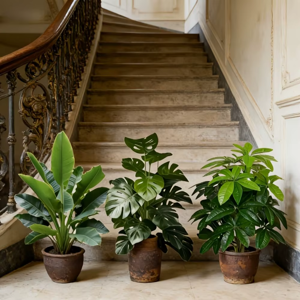 Lot de 3 plantes artificielles : palmier Areca