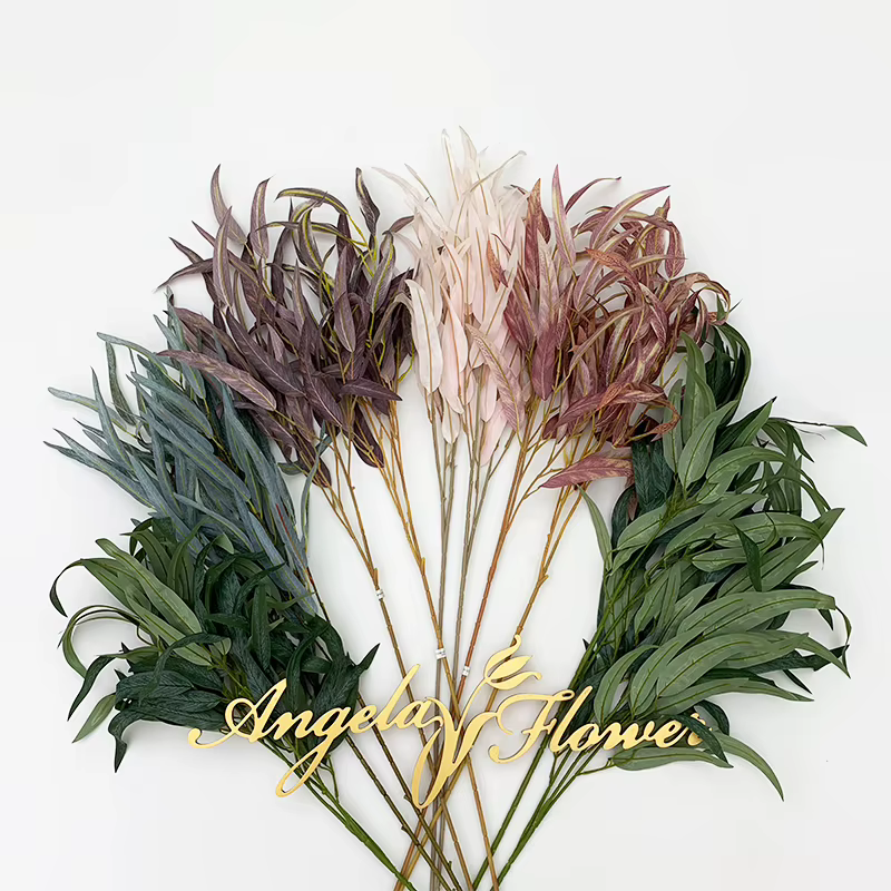 Plantes vertes feuille de saule fleur artificielle branche en osier Floral mariage maison chambre Table décoration jardin Photo accessoires A7605
