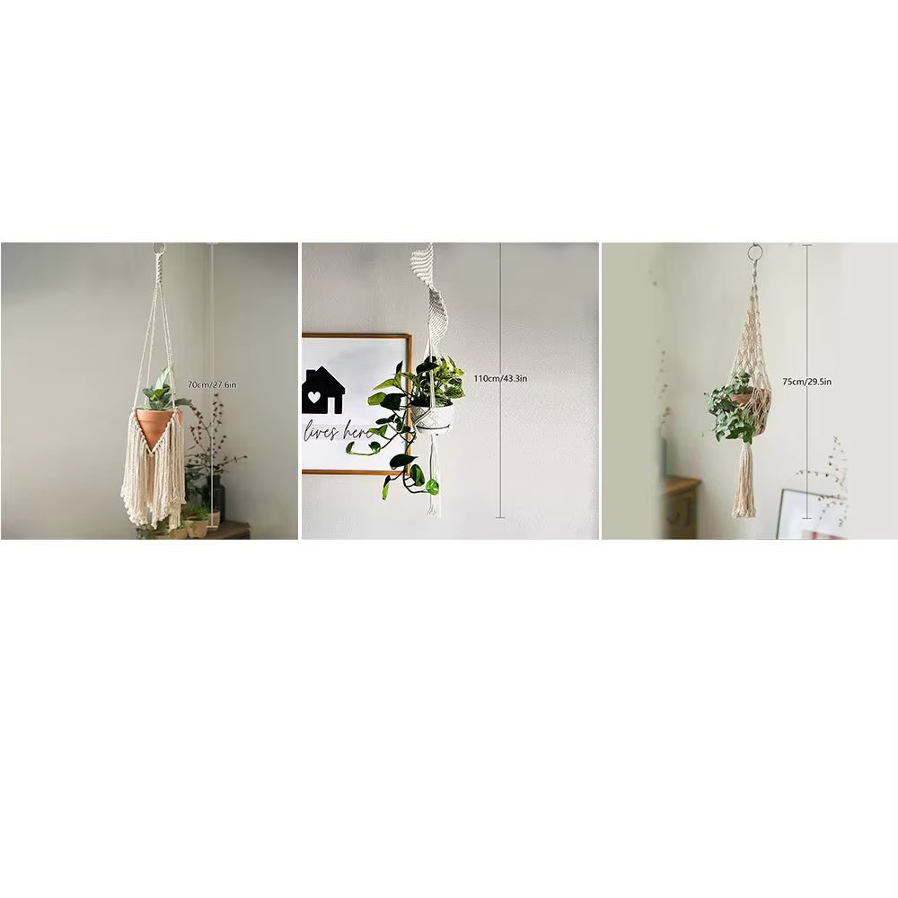 Porte-plantes en macramé pour salon intérieur