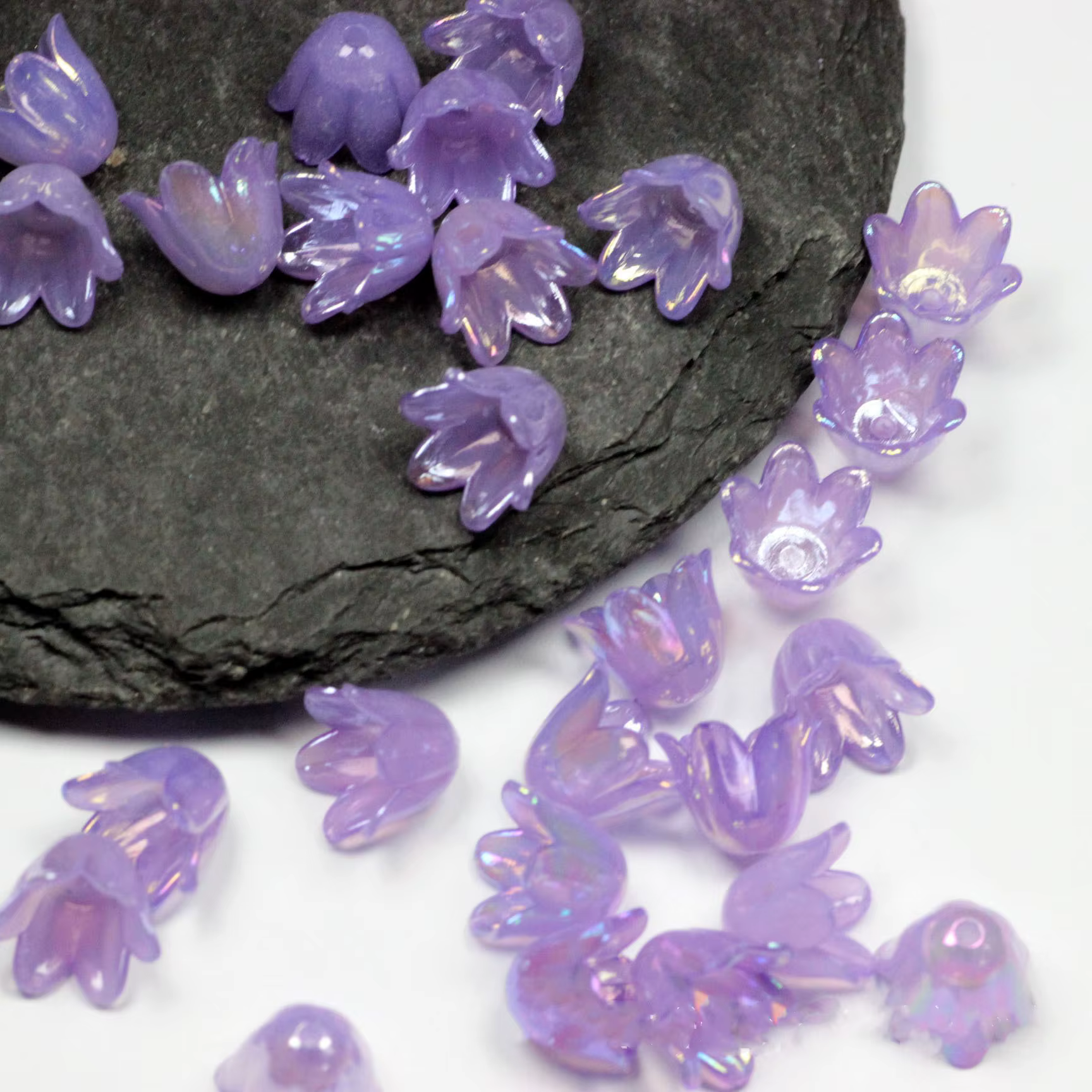 Perles acryliques en forme de fleur trompette, 50 pièces, pour la fabrication de bijoux, épingle à cheveux, accessoires faits à la main