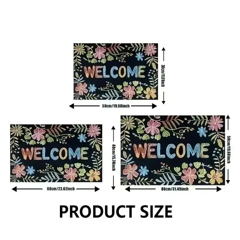 Paillasson brodé de fleurs de cactus - Tapis vert floral à motif