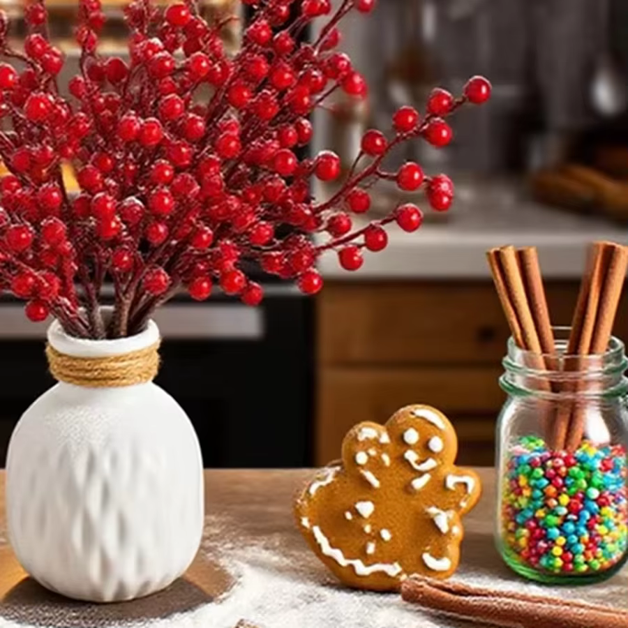 Plante artificielle Holly Petits Fruits Rouges De Noël Maison Table Arrangement Décor Cadeaux De Mariage Fleur Photographie Prop Accessoires