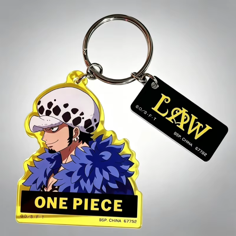 Porte-clés en acrylique One Piece Trafalgar D. Water Law, pendentif de personnage de dessin animé 2D, accessoires d'animation, vente en gros