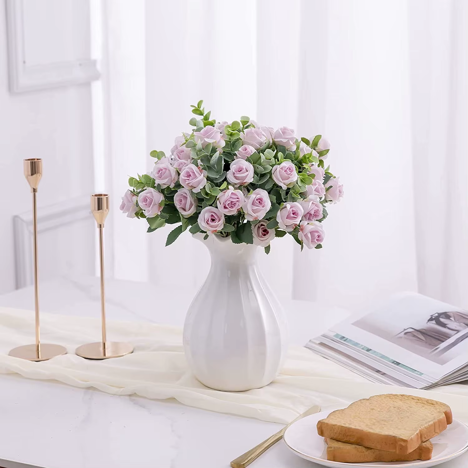 Bouquet de roses artificielles en soie