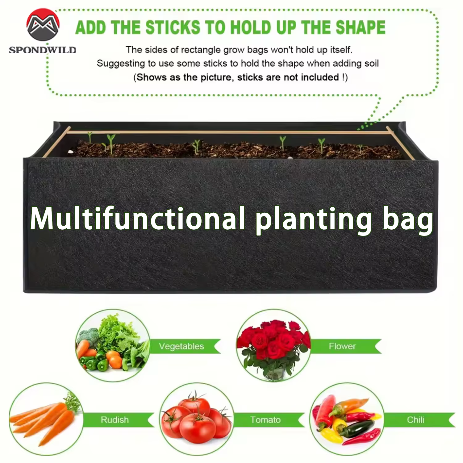 Sac de plantation carré respirant, seau de culture Non tissé avec conception de contrôle des racines, peu encombrant et pliable pour un jardinage polyvalent