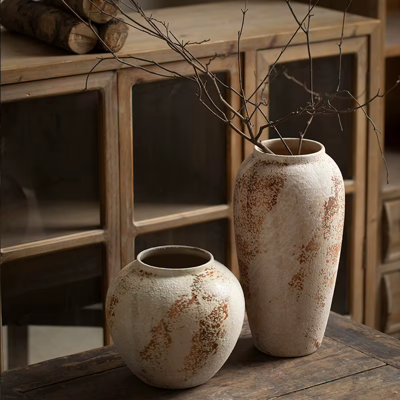 Vase en céramique hydroponique de style Wabi-Sabi