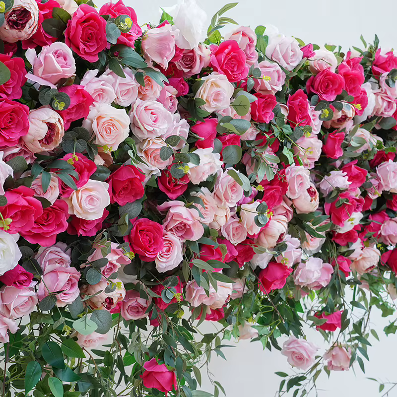 Mur de plantes de gazon de Milan vert feuille de saule Rose de luxe