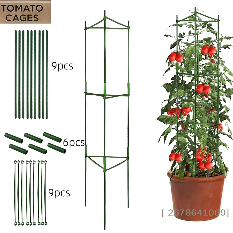 ♥ Kit de support pour plantes de tomates DIY – Piquets et anneaux empilables pour légumes et fleurs grimpantes | 〔YY33〕