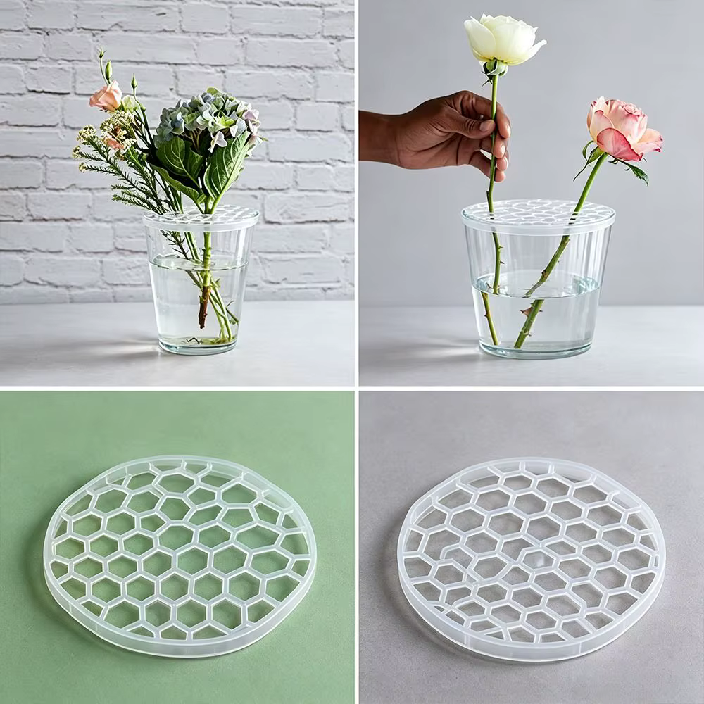 Support de composition florale DIY avec grille d'insertion pour arrangements floraux