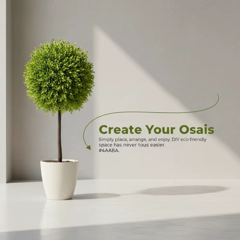 Plantes vertes artificielles sur piquet