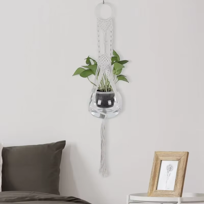 Cintre mural en macramé pour plantes