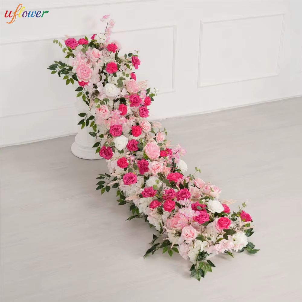 Guirlande de fleurs artificielles roses et blanches Uflower pour décoration d'arche de mariage