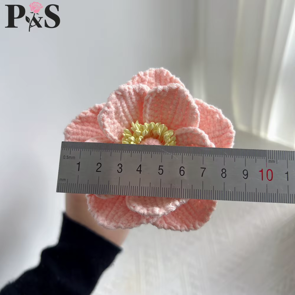 Anémone Crochet fleur fait à la main rose violet bleu tricoté