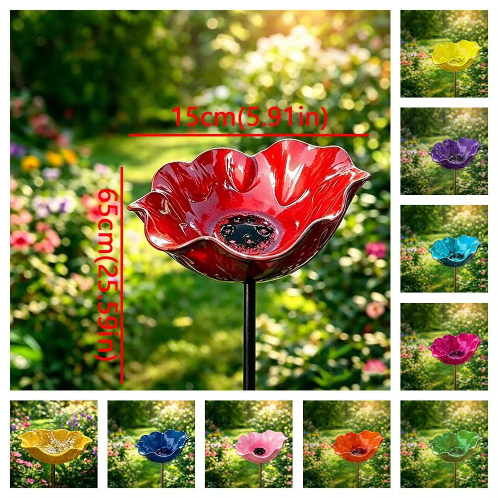 Piquet de jardin en métal artisanal en forme de fleur