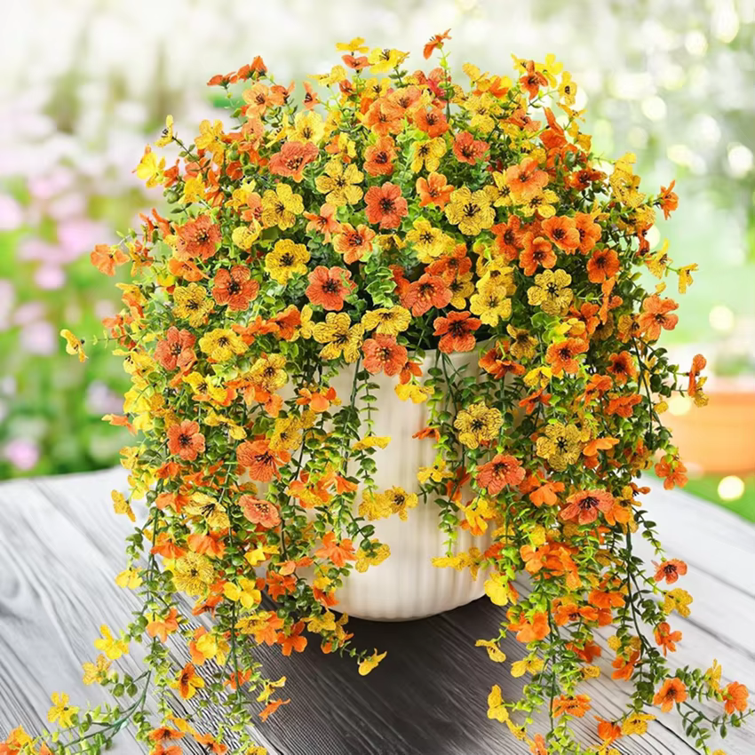 Fleurs artificielles en rotin Morning Glories en plein air couronne de mariage mariée BouquetArch Home RoomYard Festival DecorDiy usine de jardin