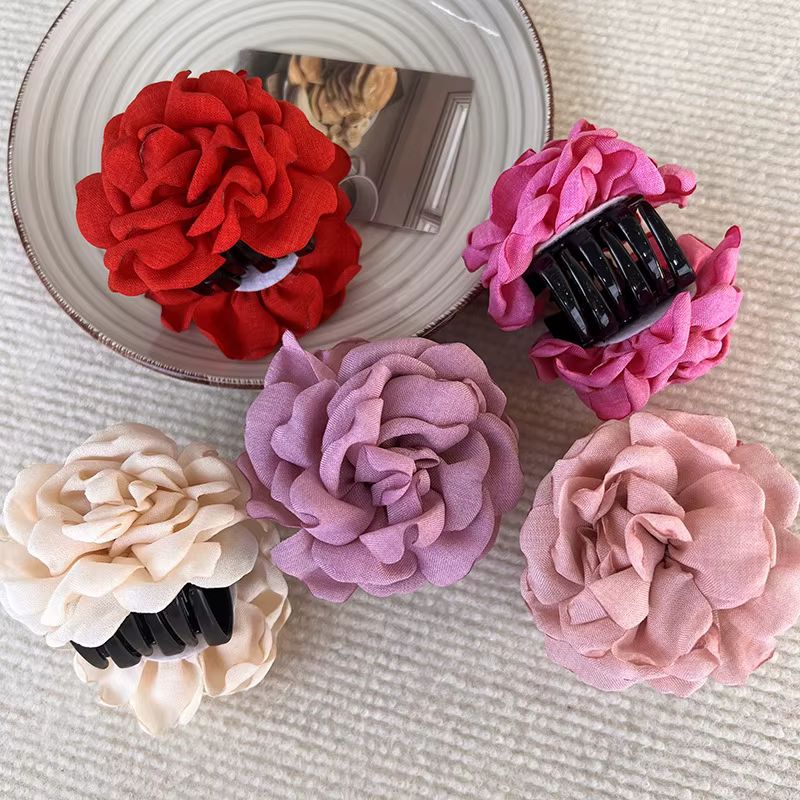 Barrettes romantiques en forme de Rose française pour femmes