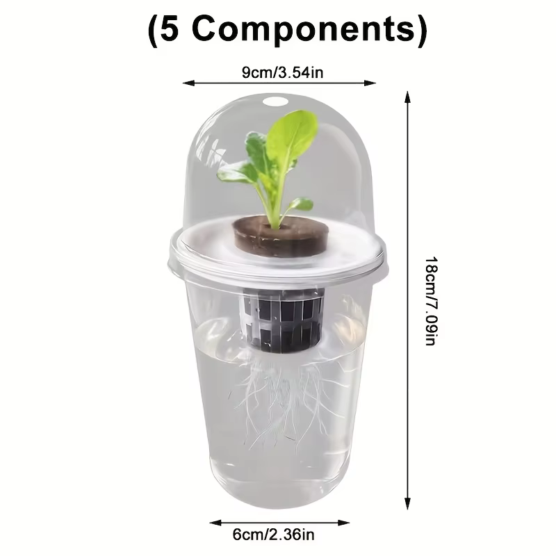 Pot hydroponique cylindrique Transparent en plastique