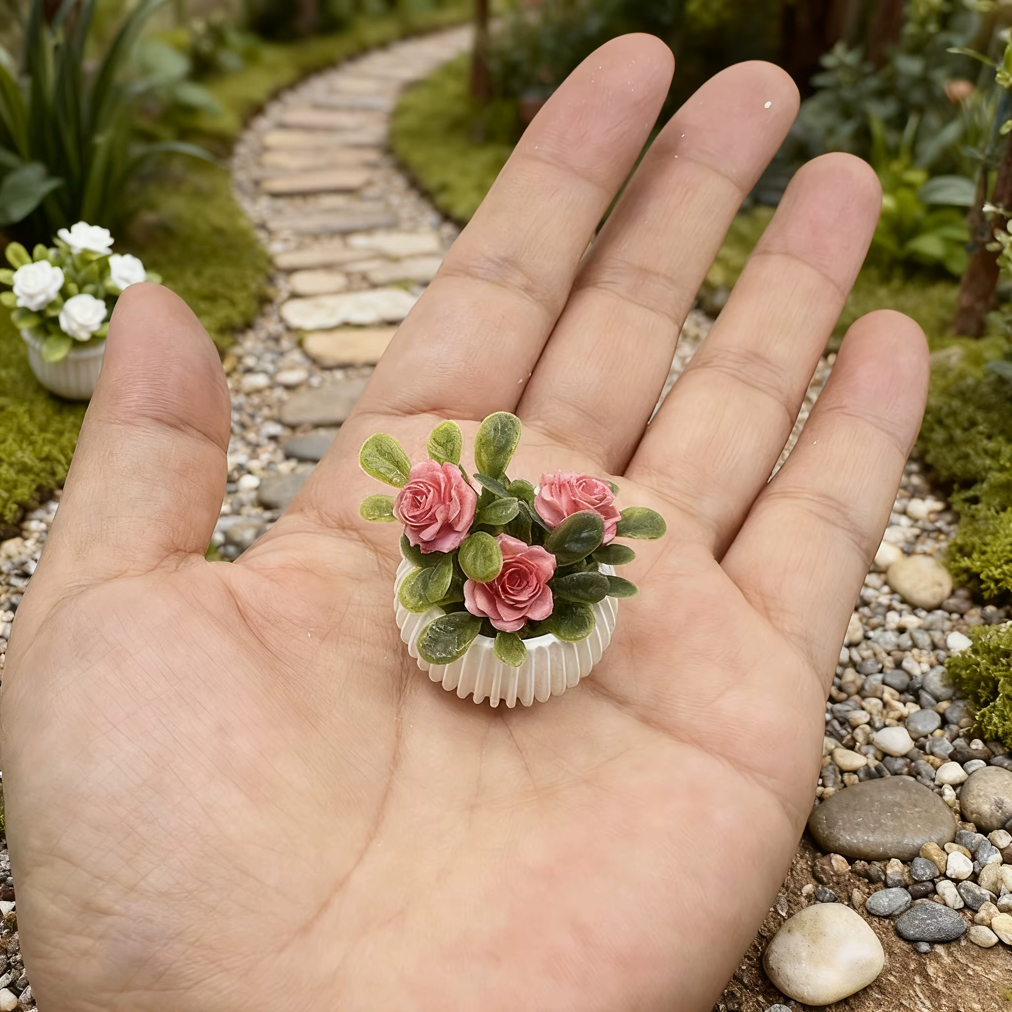 Plantes miniatures en pot de roses