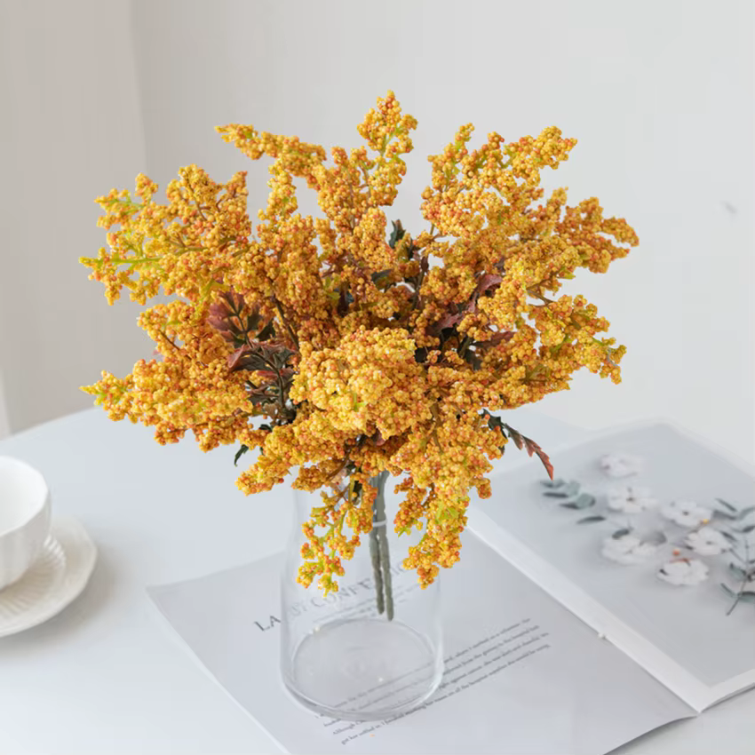 Bouquet de Fleurs Artificielles en Mousse Jaune