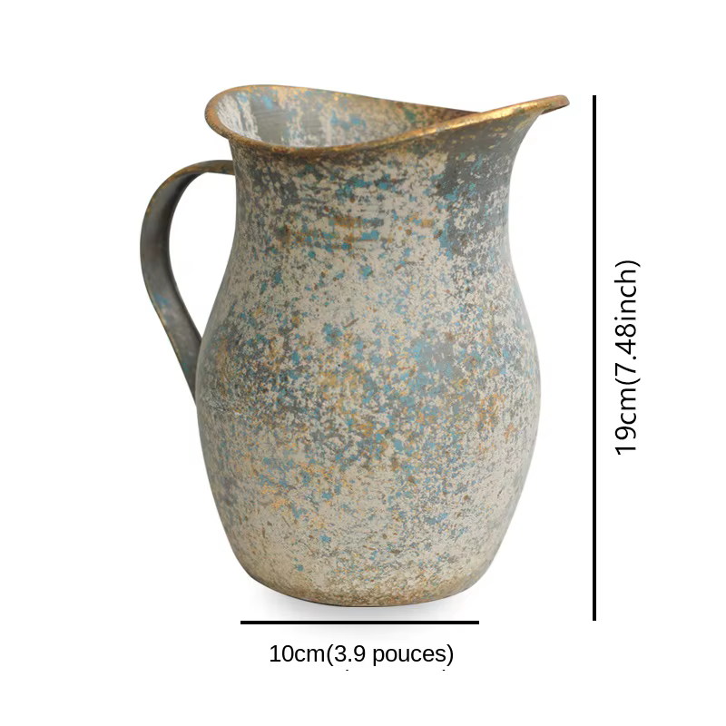 Vase à fleurs Vintage en métal galvanisé