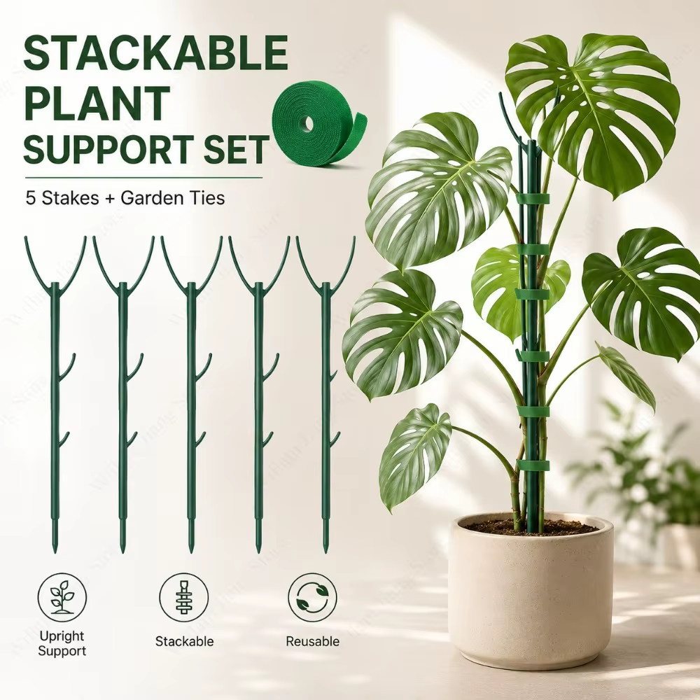 Kit de poteaux de soutien réglables pour plantes grimpantes avec sections empilables et attaches pour la croissance des