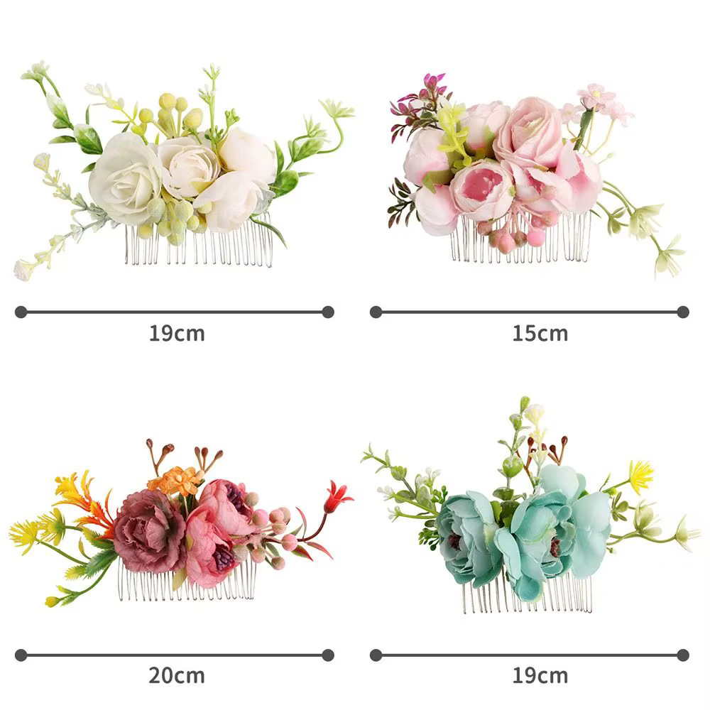 Peigne à cheveux fleur pour patients élégants, ornements de cheveux en cristal, mariage rustique, floral, cuir chevelu féminin, accessoires pour mariées