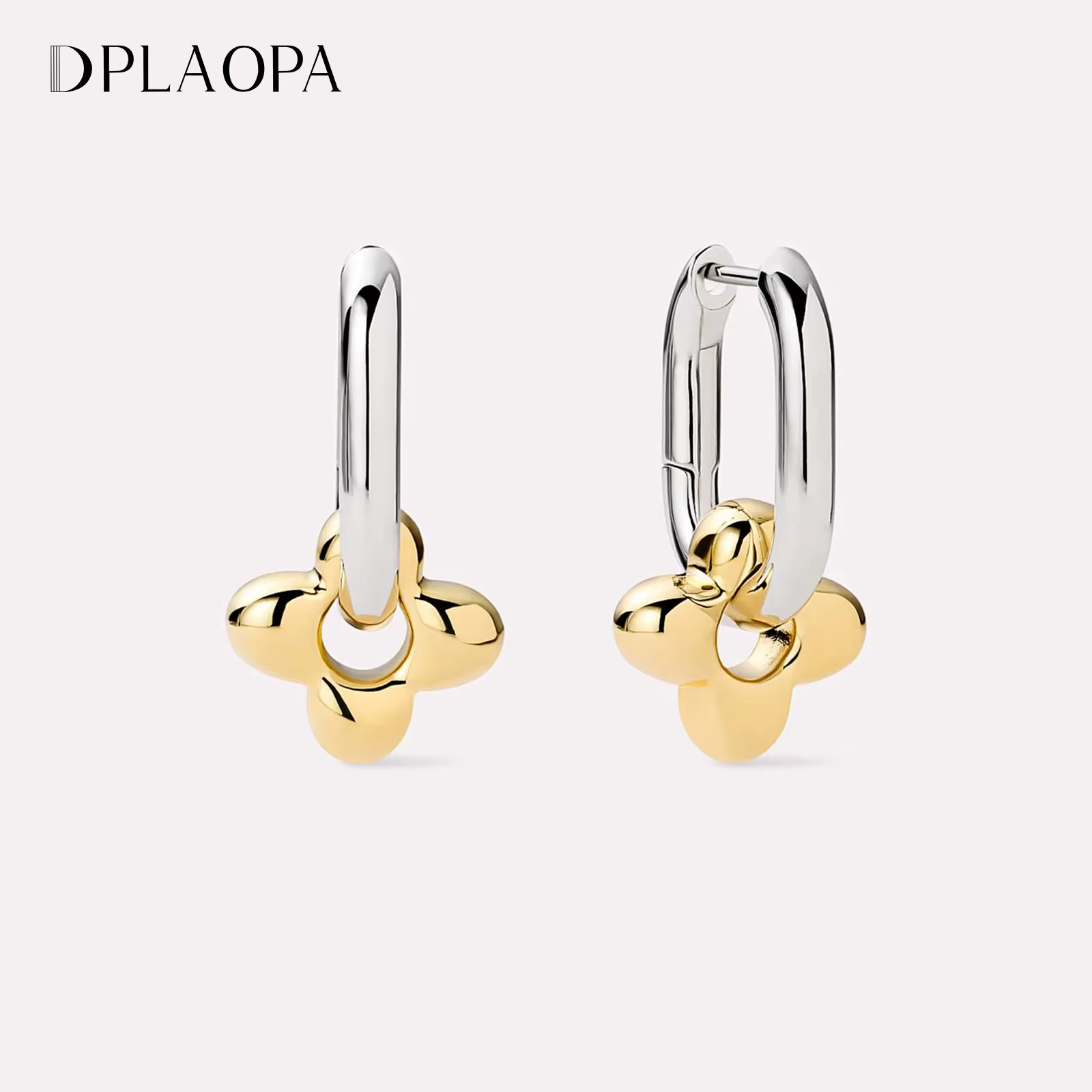 DPLAOPA 925 en argent Sterling deux cercles irréguliers Piercing fleur cerceau boucles 2025 femmes de luxe à la mode Fine mignon cadeau bijoux
