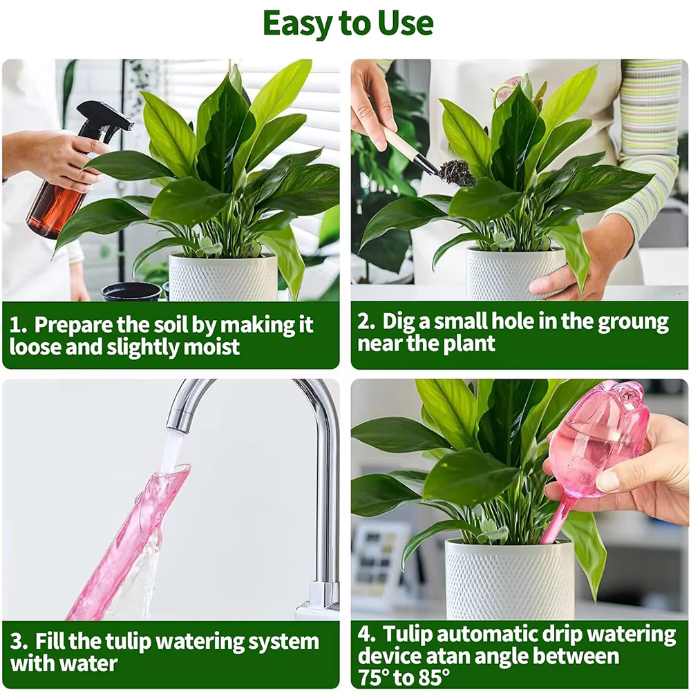 2/4 pots auto-arrosants en forme de tulipe