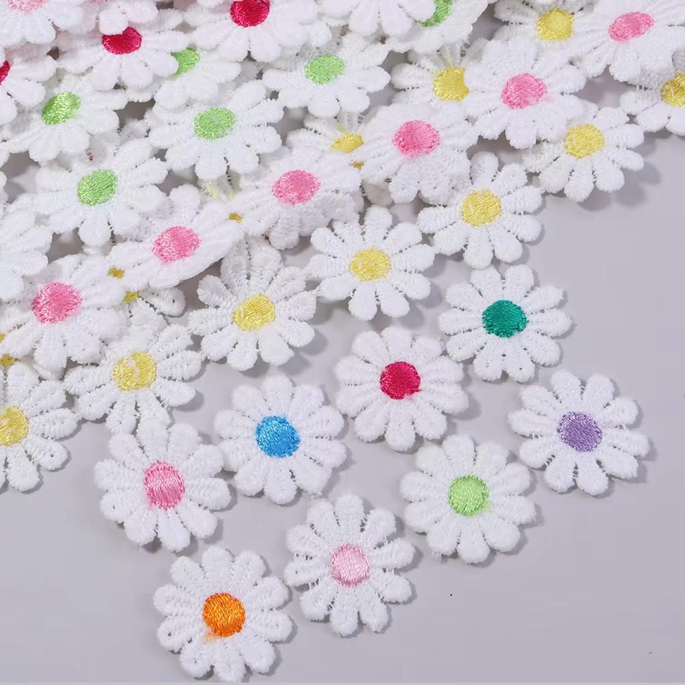 Ruban en tissu dentelle à fleurs de marguerite