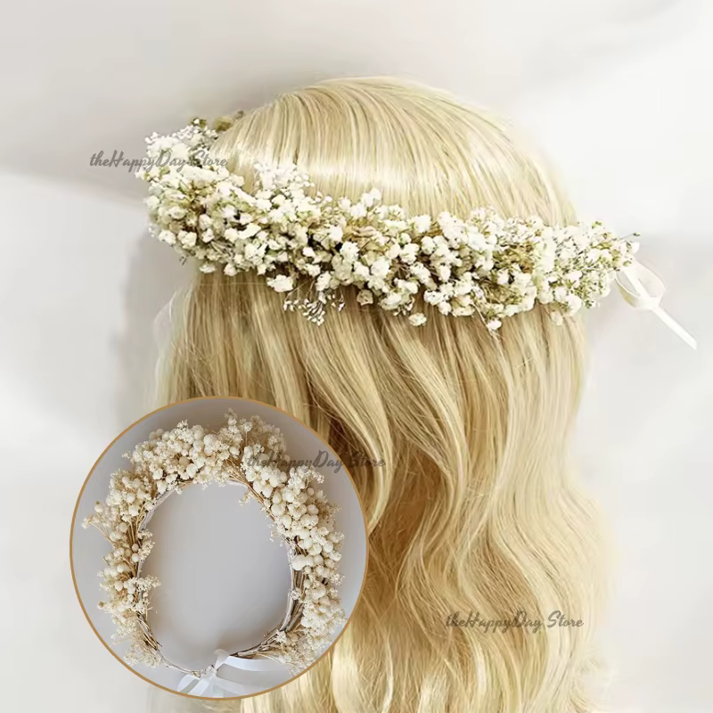 Couronne de fleurs séchées de 15 pouces pour mariage