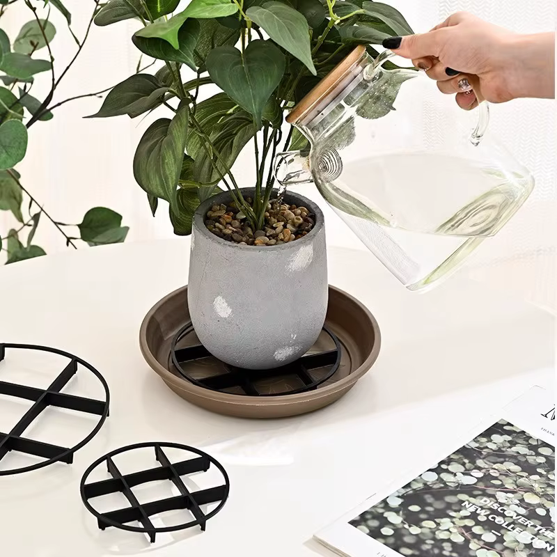 10 plateaux pour pots de fleurs à motif quadrillé de 12 cm/20 cm