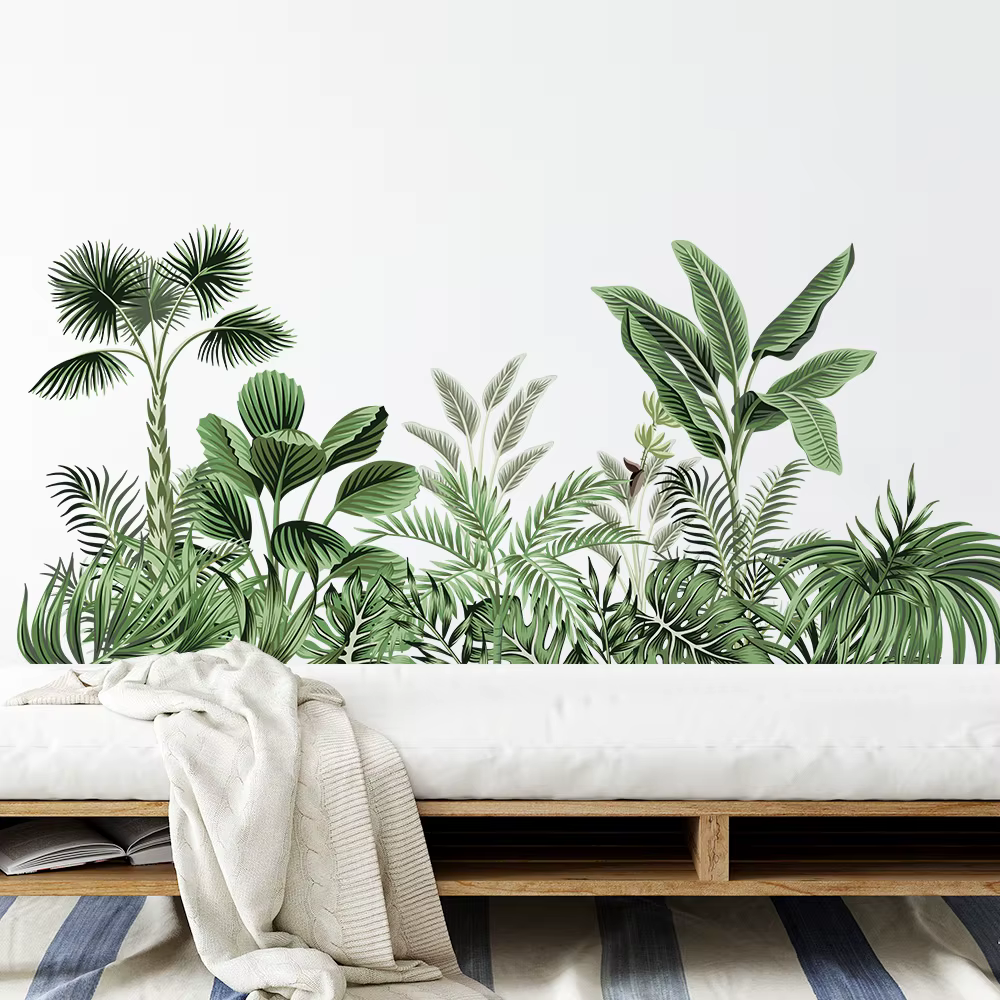 Autocollants muraux plante tropicale Jungle pour salon maison chambre armoire décoration murale auto-adhésif vinyle autocollant papier peint