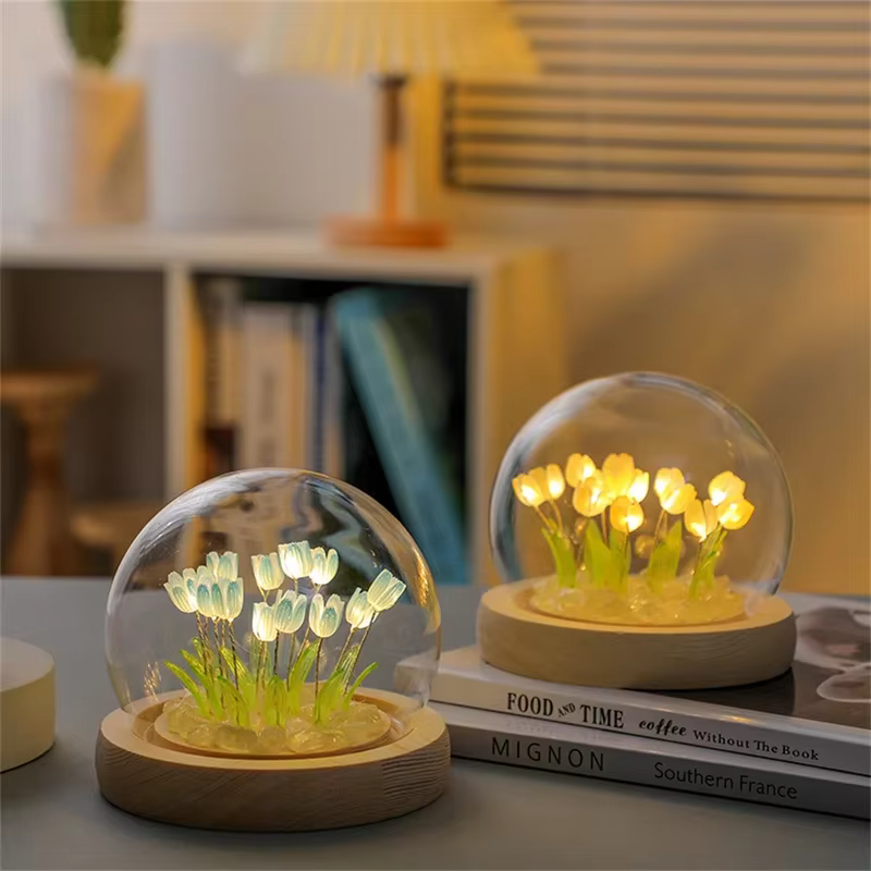 Veilleuse de fleur de tulipe artificielle faite à la main