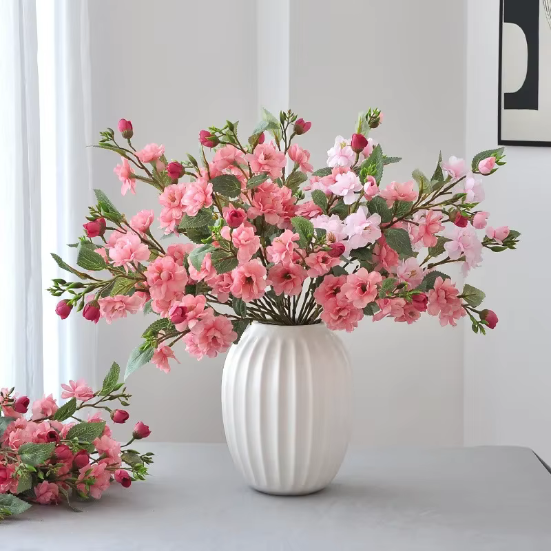 InjFlower-Bouquet de fleurs de camélia artificielles pour la décoration de la maison