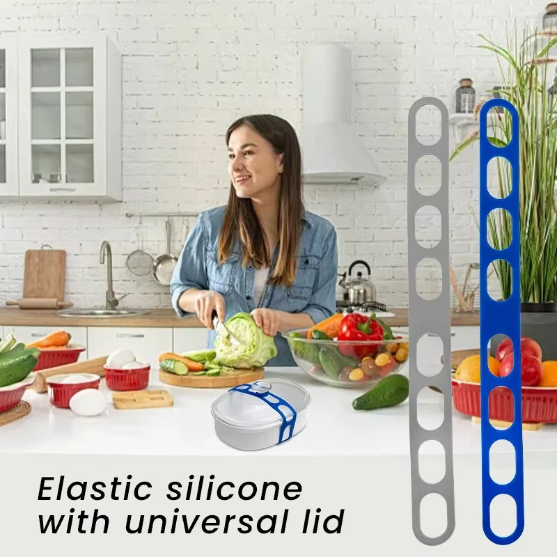 Sangle de couvercle réutilisable en silicone, bande élastique universelle pour couvercle de pot, support de couvercle de boîte à lunch, bande élastique, outil de vaisselle d'extérieur