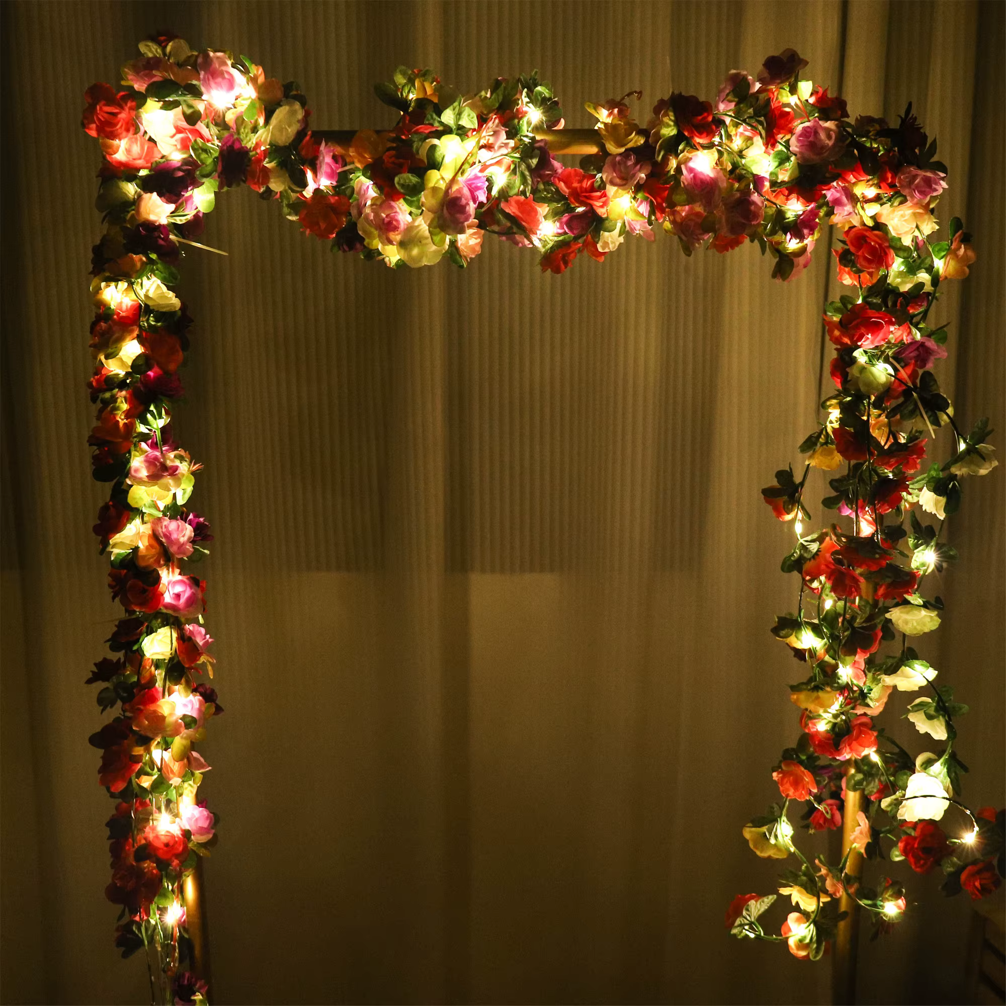 Rose LED lumières chaîne fleurs artificielles feuilles de lierre guirlande de mariage maison chambre décoration arc suspendu mur jardin fête décor