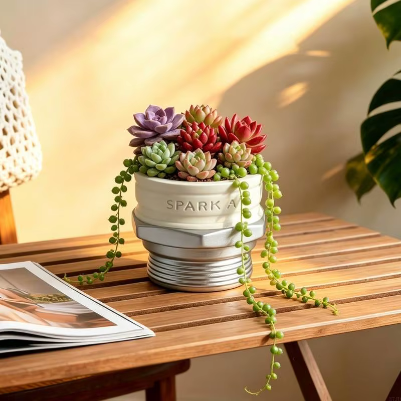 Jardinière bureau industrielle en forme noix