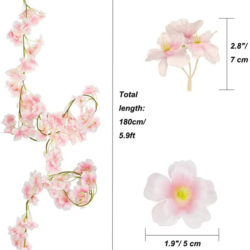 Guirxiété de Fleurs Artificielles Sakura de 180cm
