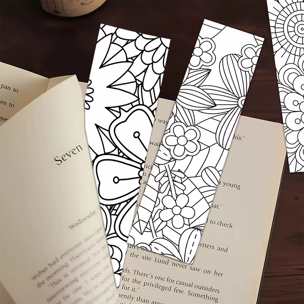 32 pièces, signets de fleurs à colorier