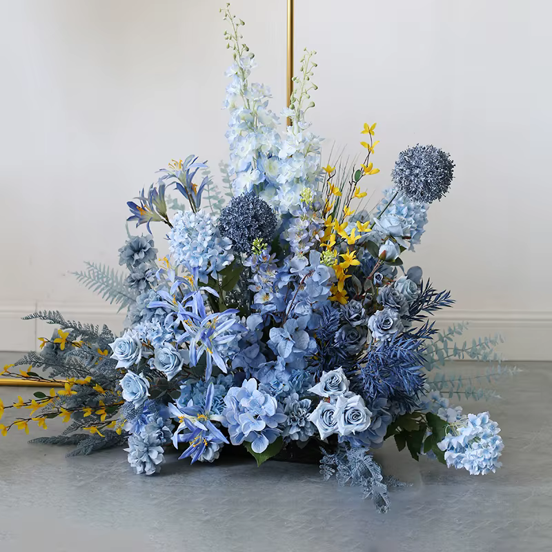 Série Bleue Composition florale artificielle suspendue pour décoration d'arche de mariage