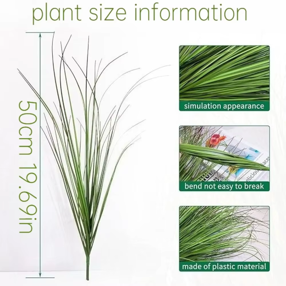 30 Pièces de Plantes Artificielles Vert Foncé à Pointes Rouges de 50 cm