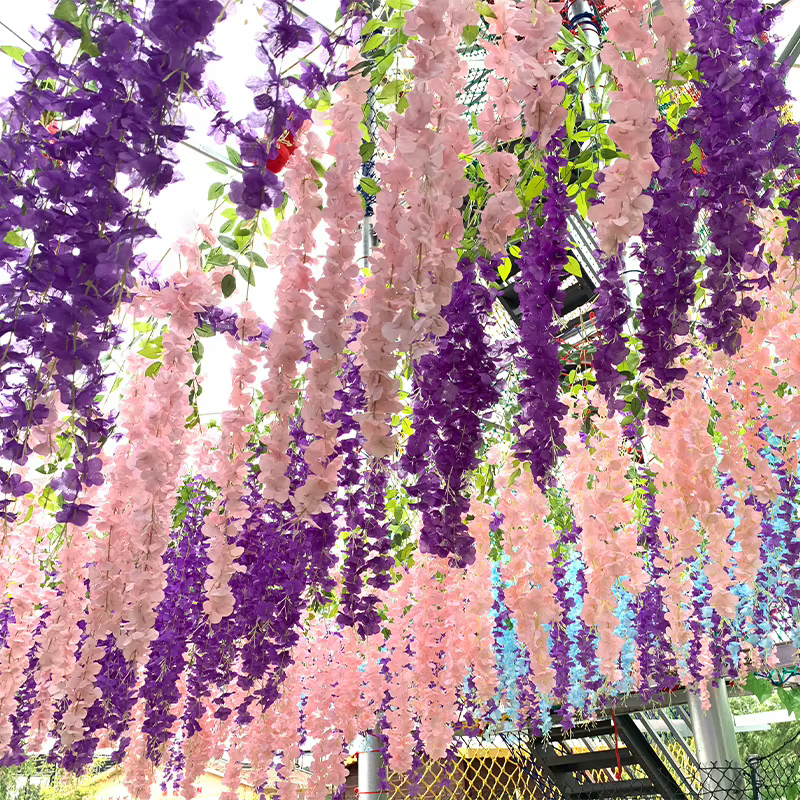 Décoration de noël glycine fleur artificielle suspendue guirlande rotin