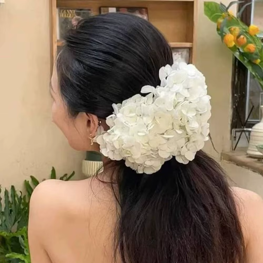 Coiffure de mariée à fleurs blanches, hortensia, couvre-chef de mariée élégant, Style français, bijoux de cheveux de mariage, accessoires de photographie, nouvelle collection