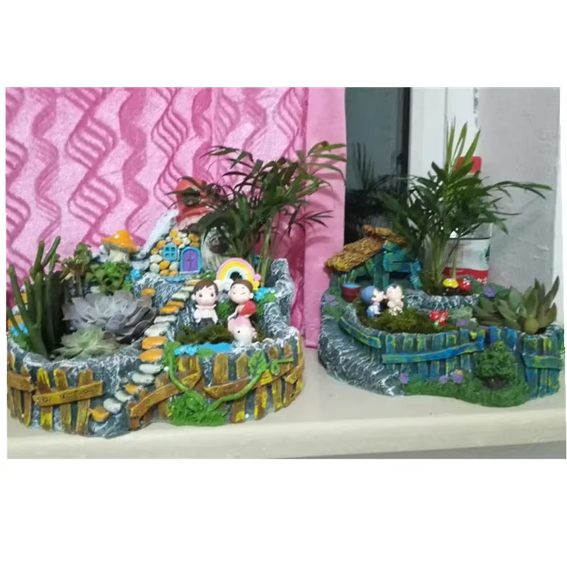 Décor de fleurs succulentes en résine