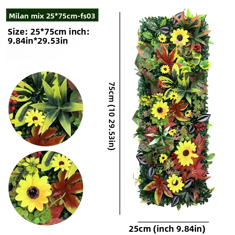 Panneau de clôture murale en herbe artificielle 75x25cm